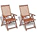Tidyard Juego de 2 Sillas Plegables de Jardín Exterior con 5 Posiciones para Jardín Patio o Balcón,Madera de Acacia 57x69x111cm