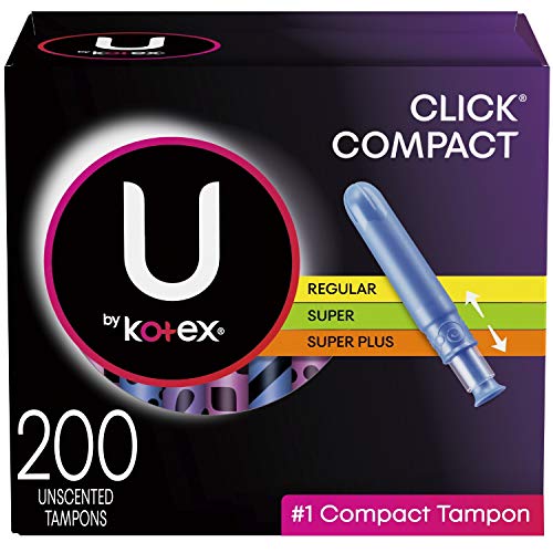 U by Kotex Click Compact Tampons, Multipack, Regular/Super/Super Plus Absorbency, 200 Count - //coolthings.us