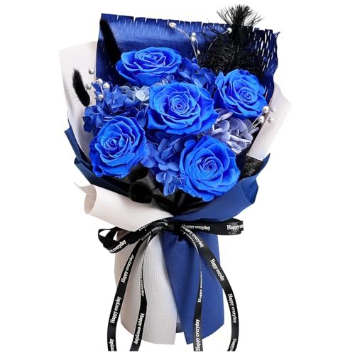 Tobilu Graduation Flowers Bouquet Royal Blue Preserved Roses