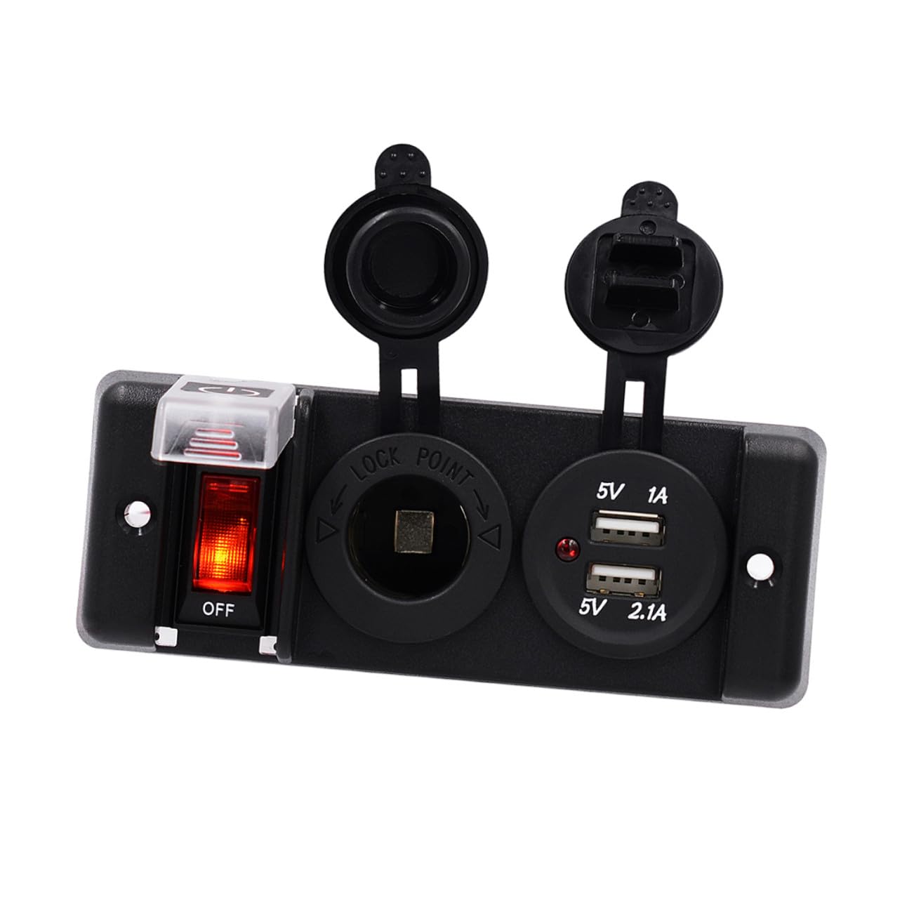 Prise Allume-cigare Double USB 12-24 V Étanche en Abs Noir