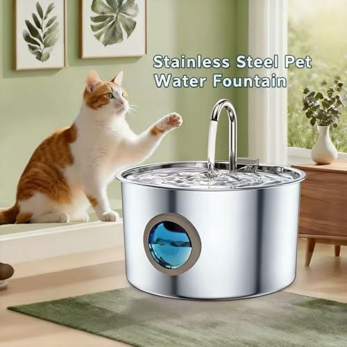 Fuente de agua para gatos acero inoxidable recargable miniatura 4