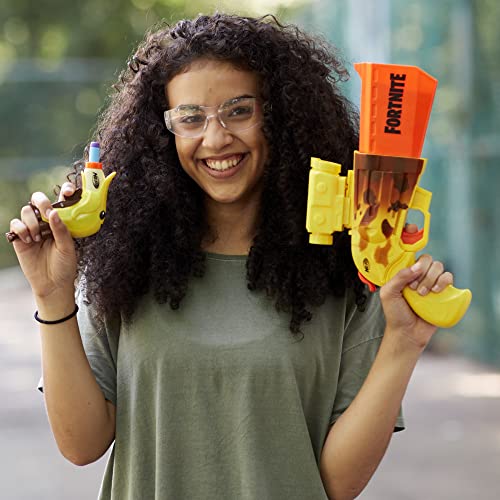 Image of Nerf Fortnite 2-Blaster Peely Pack Includes SR-Ripe Blaster with 4-Dart Hammer Action, Micro Peely Blaster, and 10 Official Nerf Elite Darts