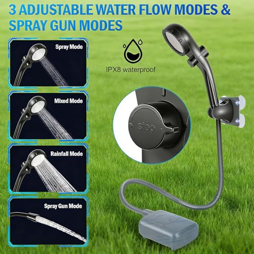 Unidad de ducha ABS para camping y excursiones con ahorro de agua 4