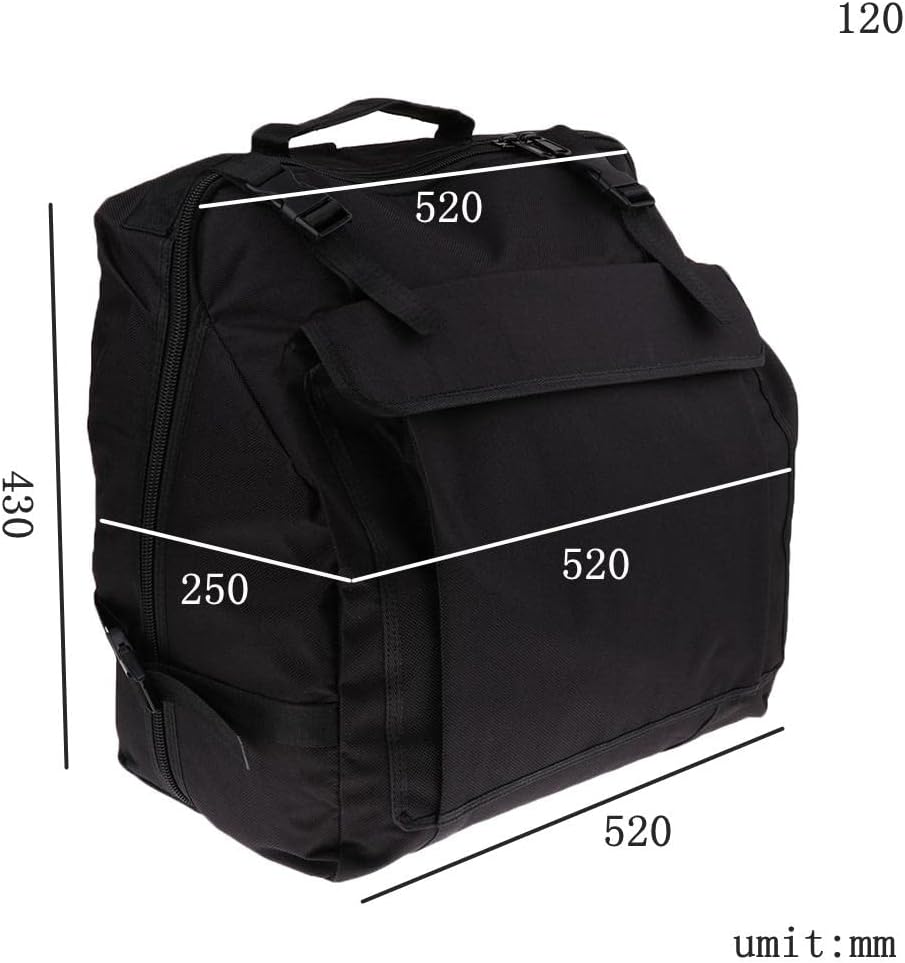 Piano Accordion Storage Bag Case with Pocket Black for Accordionist Students Beginners - for 120 Bass