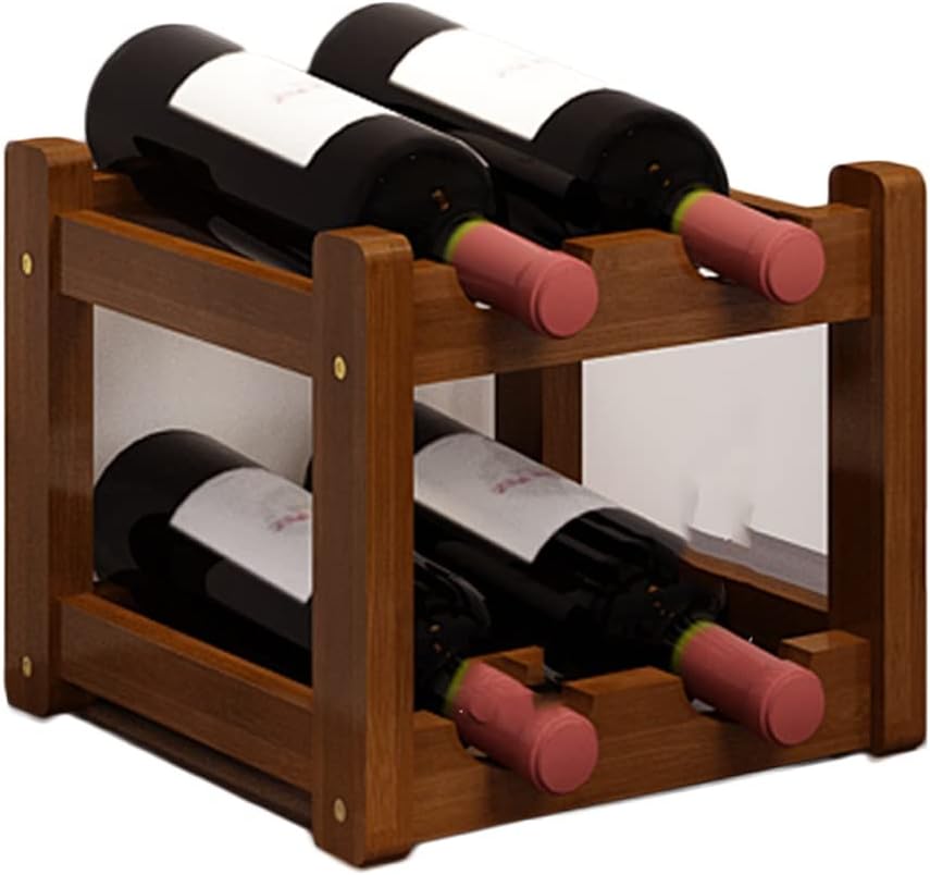 Wine Rack Wine Racks Countertop Wine Rack Fits Perfect in Pantry Cabinet or Freestanding Floor, Solid Wooden Wine Storage Shelf Sturdy and Securely Holds 4 Wine Bottle wine racks countertop