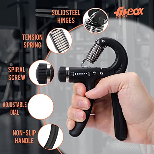 FitBox Sports Adjustable Hand Grip Strengthener (10kg - 40kg) Finger Excerciser, Plastic Hand Gripper For Men & Women, Balck & Orange - Image 4