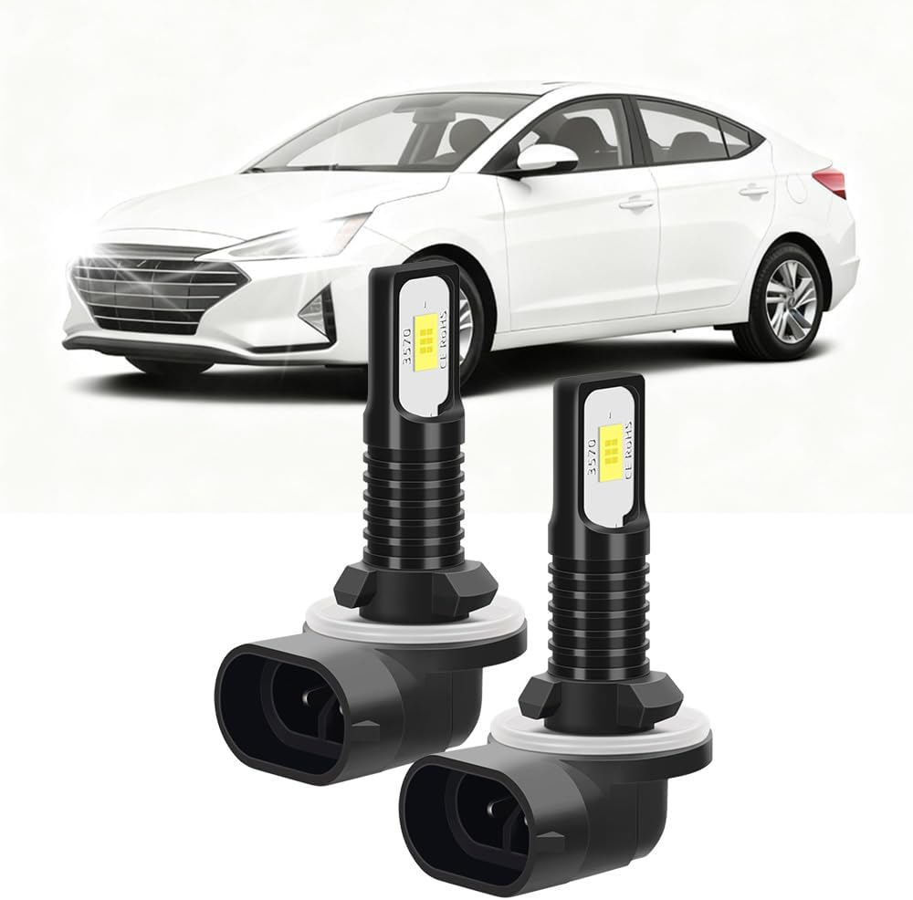 Super-Bright Light Bulbs Compatible for 2014-2016 Hyundai Elantra with Projector 881 Fog Lights Combo Pack 32000LM 6000-6500K 800% Brightness with Cooling Fan Plug N Play Pack of 2