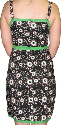 Sourpuss Batty Peepers Jet Girl Dress from Clothing Green, Black