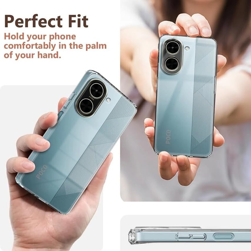 Image of REALCASE Silicone Redmi A5 Back Cover Scratch Resistant Protective Crystal Clear Transparent Back Cover for /Redmi A5 / Poco C71