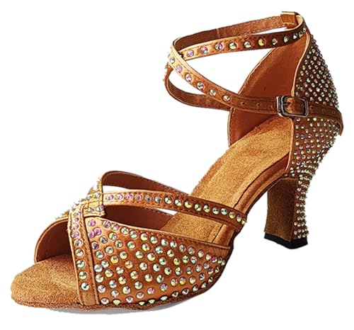 Womens Girls Heels for Dancing Rhinestones Latin Salsa Ballroom Shoes Wedding Prom Sandals X016Z