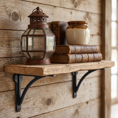 Khtumeware 100% Solid Brass Decorative Shelf Brackets, 8-inch Wall-Mounted Shelving Brackets, 2-Pack Matte Black Vintage Metal Shelf Bracket Victorian Wall Bracket. by khtumeware - Used condition - Image 3