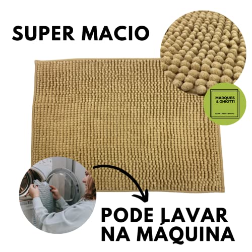Tapete de Banheiro Antiderrapante Bolinha Microfibra 65x45 cm Cor:Bege