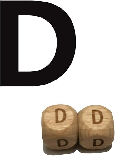 Miniatura 10 de Arakierst - 50 cuentas de madera del alfabeto de 0.472 pulgadas cuadradas de madera de haya una letra A E I O U para hacer joyas, nombres, collares