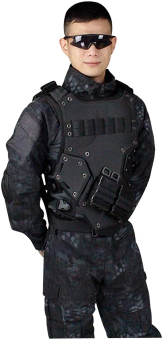 WOLFBUSH Tactical Vest EVA Body Armor Vest Protective Hard Waistcoat for Airsoft/Nerf Game/Cosplay - Black : Sports & Outdoors