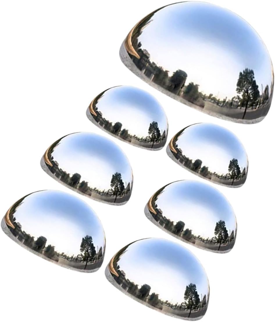 7pcs Stainless Steel Gazing Balls Mirror Surface Spheres Garden Lawn Decorative Globes Set 76/90/100/150mm Outdoor Reflective Patio Ornaments