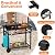 Raweao Outdoor Grill Cart Table -Three Shelf Movable Pizza Oven Stand 33" L x 20" W x 29.9" H with Wheels Dining Cart, Grill Prep Table for Outside Patio, Camping