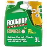 Roundup Unkrautfrei Express, 3 Liter Sprühsystem - Anwendungsfertiges Spray zur Bekämpfung von Unkräutern, Gräsern und Moos