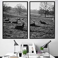 2 Piece Framed Canvas Wall Art Deers Canvas Prints Home Artwork Decoration for Living Room,Bedroom - 16