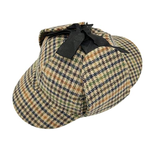 GYIOFAI Sombrero de detective victoriano, sombrero de ciervo, accesorio de disfraz de Detective Sherlock, gorra de ciervo de tweed forrada, para trajes del Día Mundial del Libro, accesorios de fiesta