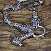 Men Thor's Hammer Viking Necklace, Silver Stainless Steel Nordic Mythology Mjolnir Amulet Pendant Jewelry, Multiple Style Animal Head Square King Chain,Claw Head,70 cm #2
