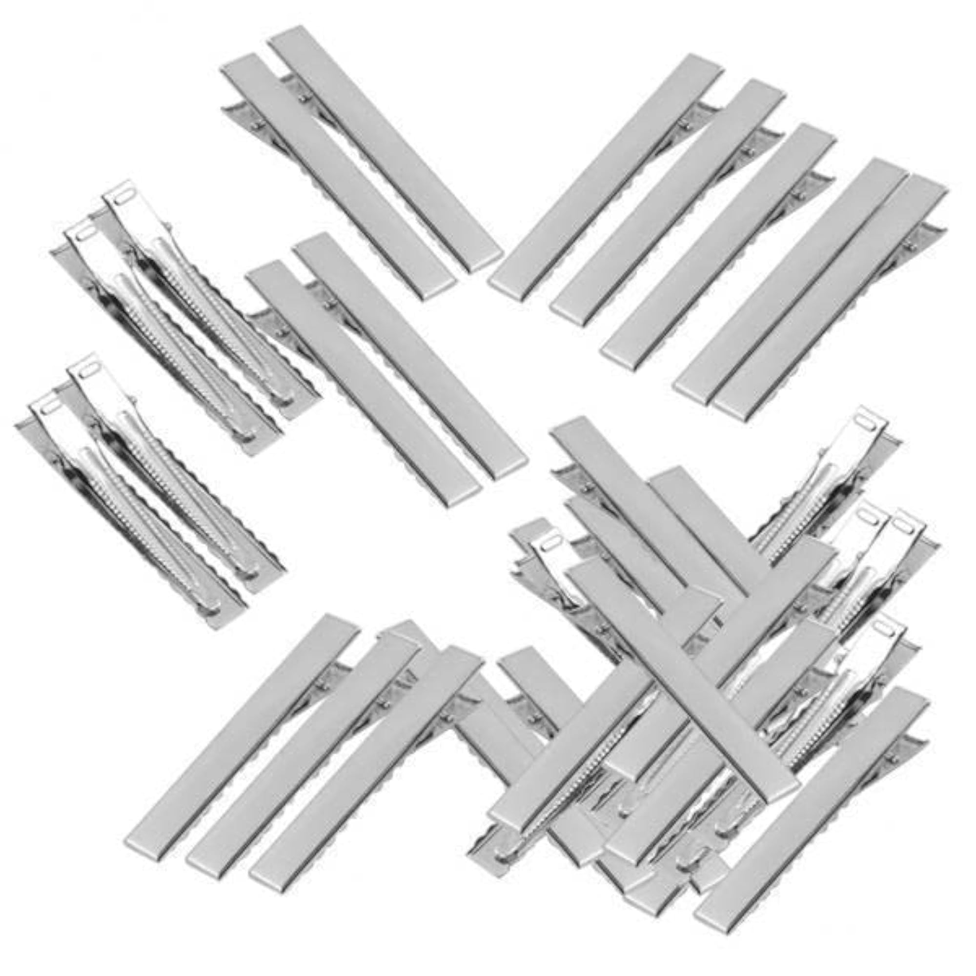 50pcs Assorted Size Flat Single Prong Metal Hair Clips