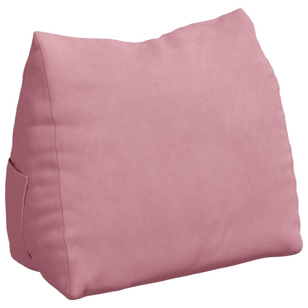 Coussin de lecture rose en velours pour lire confortablement au lit ou sur le canapé