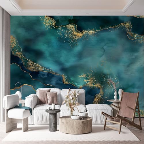 Papier peint chambre intissé épais masquant bleu marbre