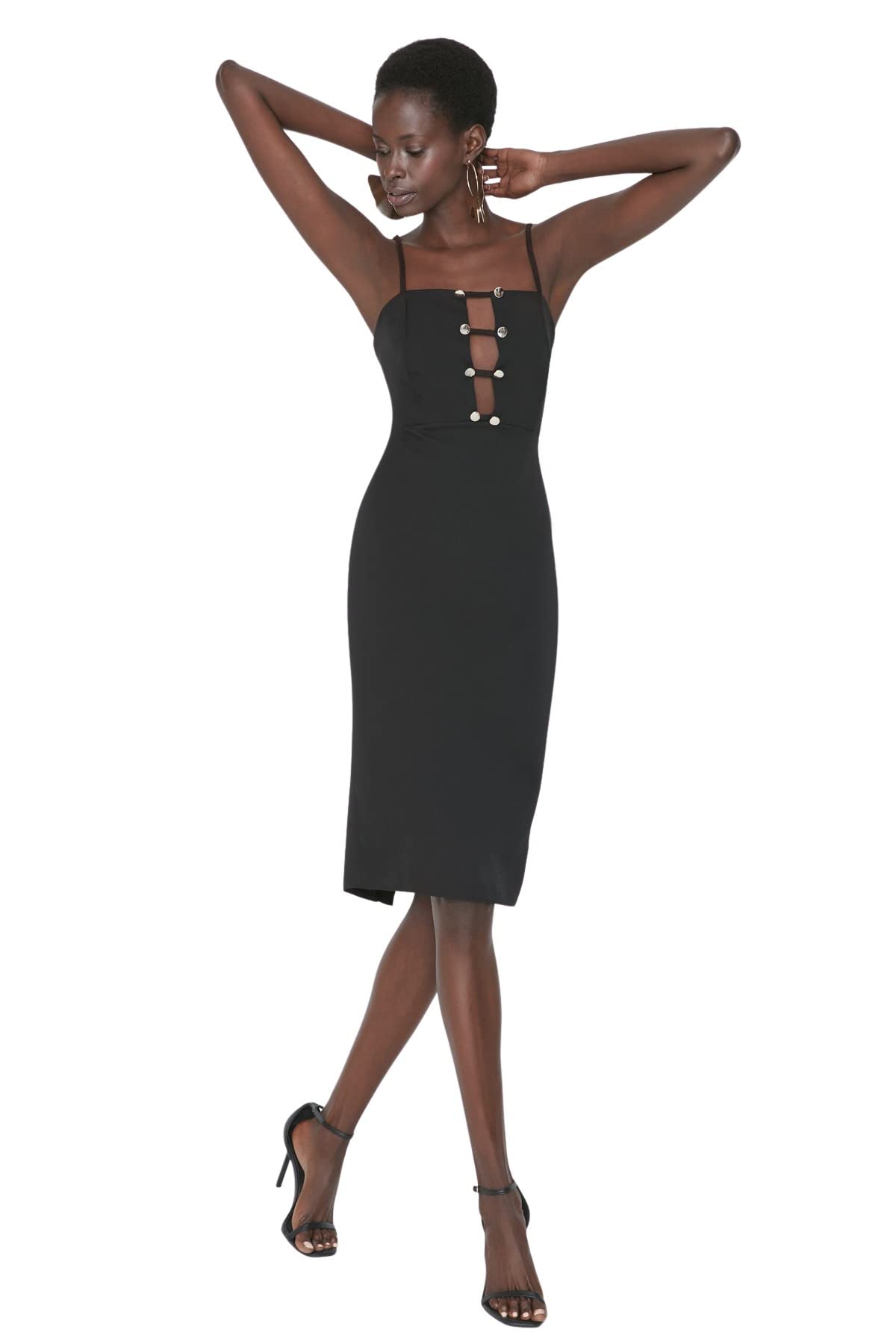 Trendyol Vestido - Negro - Midi, Negro, 38