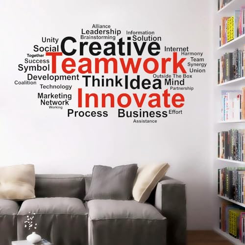 Image of Creative Teamwork Think Idea Innovate Office - Inspirational - Motivational - Quotes - Wall Sticker for Kids Room, Living Room, School, Library (Size - 60CM X 120CM)