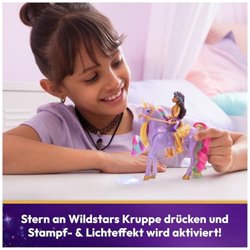 Unicorn Academy - Sophia und Licht-Magie Wildstar Set, ca. 12 cm Originalfiguren zur Netflix Serie, mit Mähne, Schweif sowie magischer Leuchtfunktion und Regenbogensternen, ab 4 Jahren