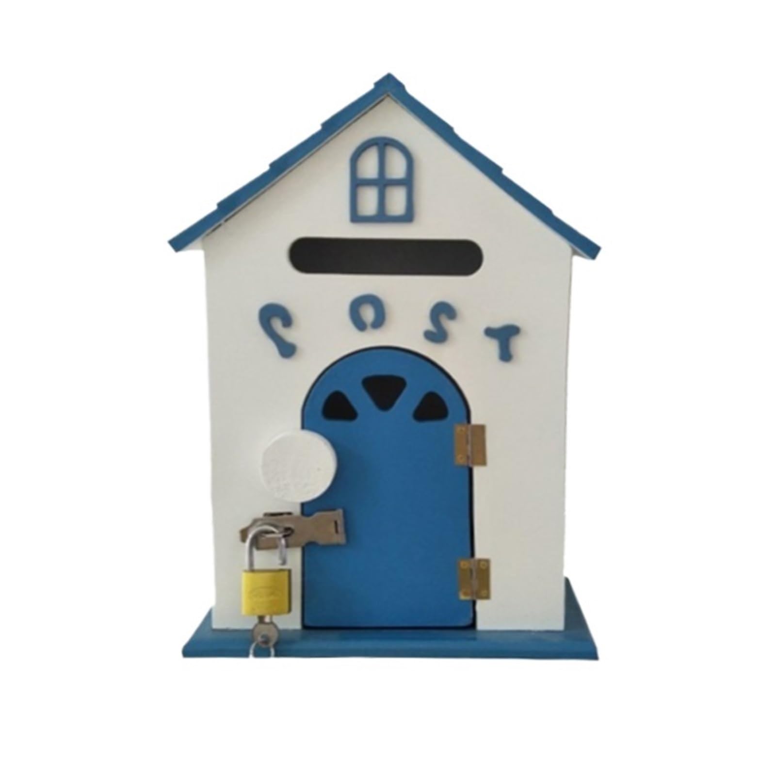 Vintage Letter Box Mailbox Storage Box Wall Decoration Mailbox Rural Mailboxes For Outside Outdoor Decor Outdoor Lockable(Blue)