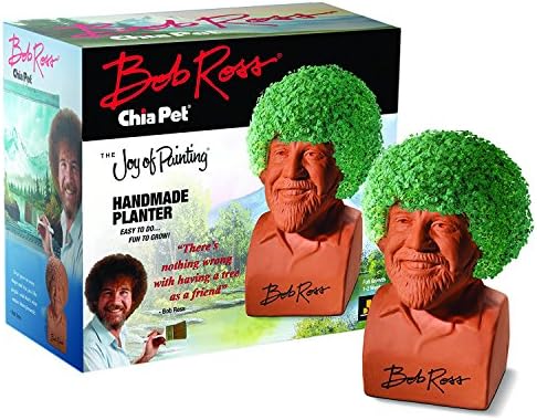 Chia Pet Bob Ross with Seed Pack, Decorative Pottery Planter, Easy to Do and Fun to Grow, Novelty Gift, Perfect for Any Occasion
