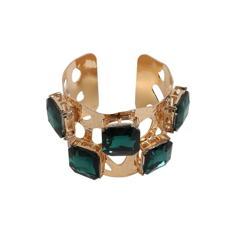 SOHI Womens Emerald Green Dented Stone Statement Bracelet For Casual Wear | One-Size | Alloy Material |Adjustable Closure | Artificial Stone Bracelet Crafted For Woman & Girls (B0CQ8KHKZQ) Amazon Price History, Amazon Price Tracker
