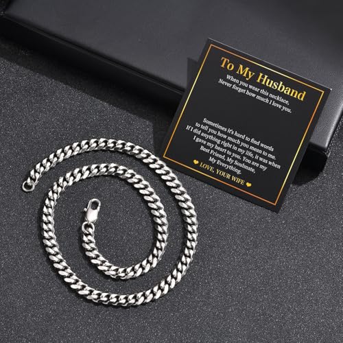 Curb Chain Necklace Gifts for Boys - Men's Cool Hip Hop 8mm Stainless Steel Cuban Link Chain Necklace for Men, Mens Jewelry Gifts for Boys Boyfriend Son Dad Graduation Father's Day,22 Inches2
