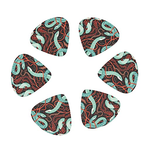 Lot de 24 médiators imprimés serpent et fleurs pour guitare acoustique, électrique, basse (0,46/0,71/0,96 mm) - Les Beatles, Paul McCartney, John Lennon, RIngo Starr, George Harrison Lot de 24 médiators imprimés serpent et fleurs pour guitare acoustique, électrique, basse (0,46/0,71/0,96 mm) – Image 3