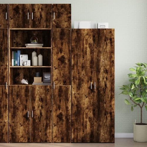 Frdhee Aparador para Sala De Estar, Armario Estrecho Madera ingeniería Roble Ahumado 30x42,5x225 cm Aparador Entrada para Salón, Dormitorio, Cocina y Proch
