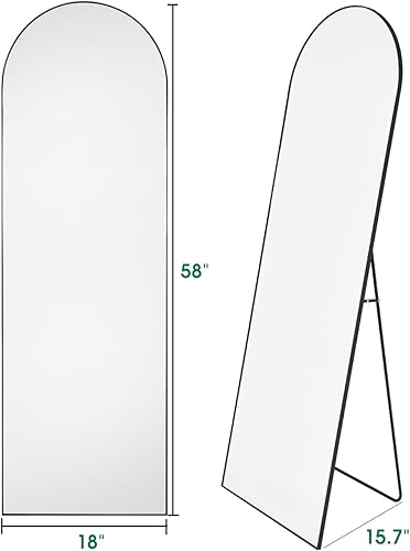 BEVERDY Espejo de longitud completa de 64 x 21 pulgadas, espejo de suelo arqueado, espejo de cuerpo completo, independiente, marco de aleaciĂłn de BEVERDY Espejo de longitud completa de 64 x 21 pulgadas, espejo de suelo arqueado, espejo de cuerpo completo, independiente, marco de aleaciĂłn de