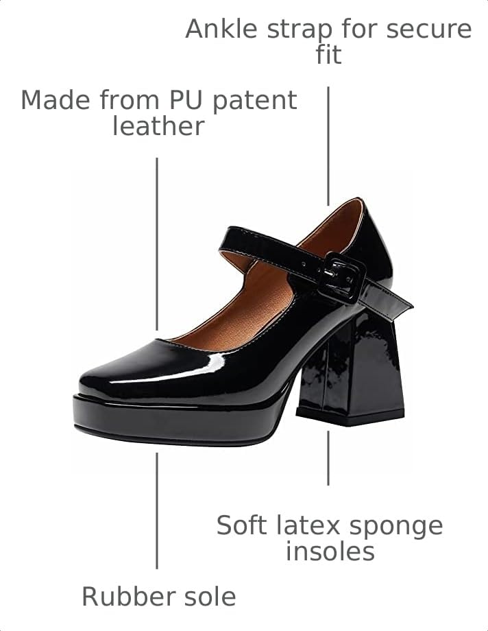 Image of Women's Mary Jane Platform Heels Chunky Block Heel Pumps