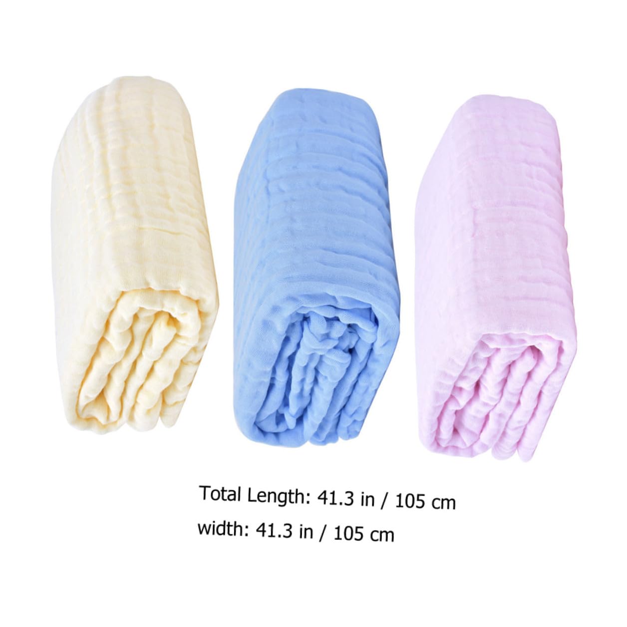 GARVALON 3 Stück Teiliges Baumwoll Kuscheldecken Weiche Atmungsaktive Musselin Decken für Neugeborene Leichte Unisex Babydecken in Gelb Blau Hautfreundlich und Langlebig
