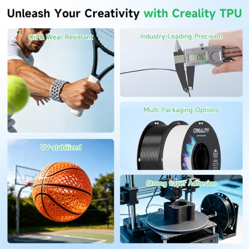 Image of Creality TPU Filament 1.75 2 kg, 95A 3D Printing Filament, High Hardness & Resilience, Soft Adhesive Material, Elastic, 1kg(2.2lbs) Flexible Filament 1.75mm, for 3D Printer