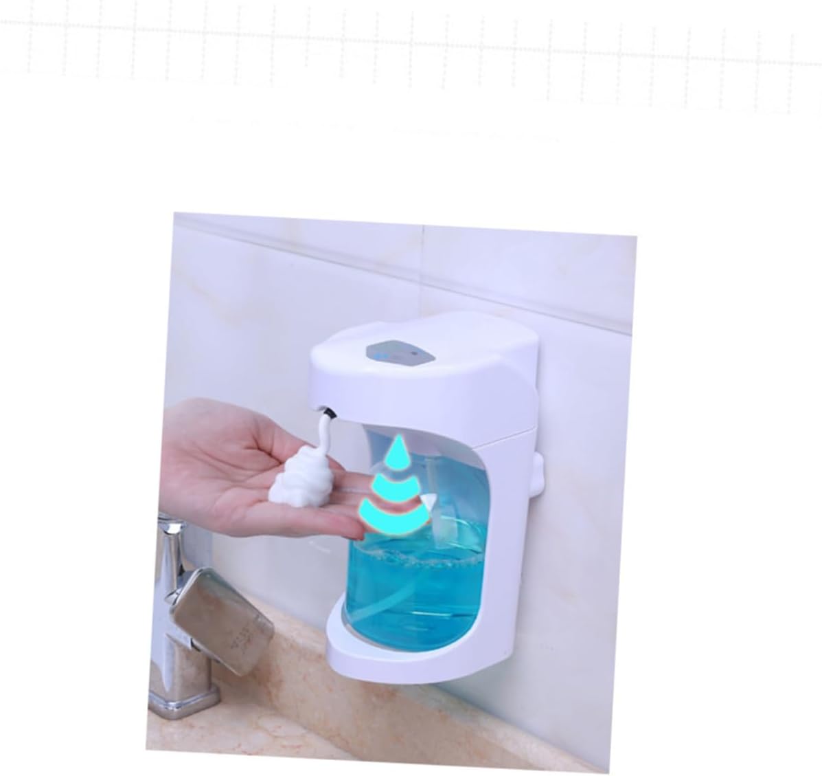 Alipis Automatic Touchless Soap Dispenser White Countertop Wall Mounted Pump for Bathroom and Kitchen Dispensing Compatible with Liquid Soap
