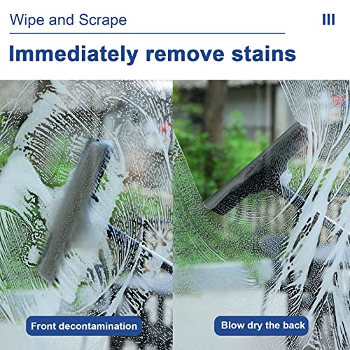 2 In 1 Window Cleaner Shower Squeegee With 12" Durable Squeegee,57.8" Long Handle,160°Rotatable Window Squeegee For Shower Glass Door,Car Windshield,Mirror,Window-2 Replacement Microfiber Pads #TOP2