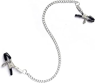 Nipple Clip Clamps with Chain, Adjustable Weight Metal Nipple Clamps, Non-Piercing Metal Stimulator Nipple Clips, Nipple Clamps with Chain, Nipple Stimulator (A)