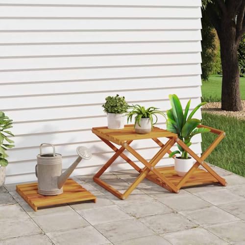 Estantería plegable de madera de acacia con 3 niveles 4