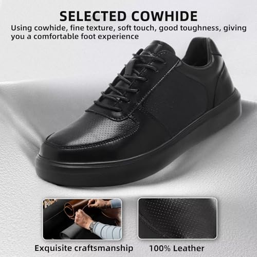 Men's Orthopedic Diabetic Leather Dress Walking Shoes: Fashion Arch Support Plantar Fasciitis Hammer Toes Recovery Oxfords, Fit House Travel Business Dating Meeting Standing Shoes Black Size 10 by OrthoComfoot - Used condition - Image 3