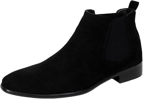 Chelsea Boots Vintage Suede Casual Ankle Boots Classic Pointed Toe Cowboy Boots Dress Boot