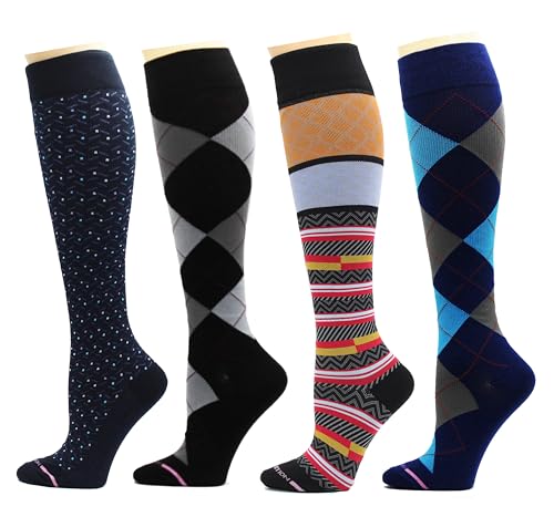 Image of Dr. Motion 4 Pairs Therapeutic Graduated Compression Women's Knee-hi Socks