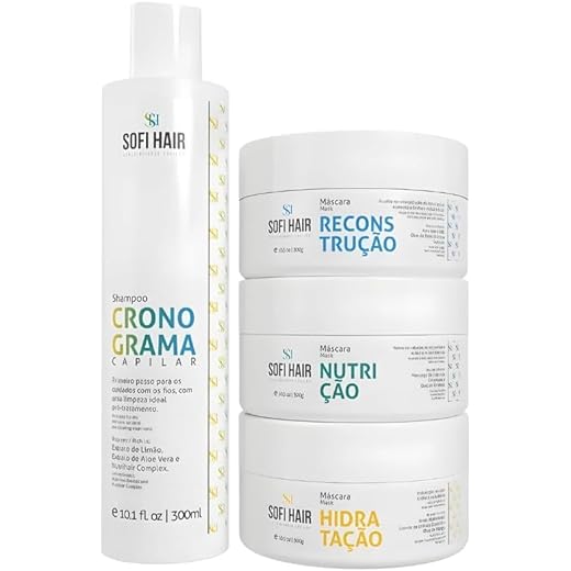 Kit Cronograma Capilar Completo Sofi Hair - Hidratação, Reconstrução e Nutrição