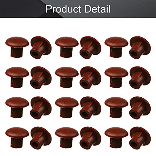 Image of MroMax 100Pcs Screw Cap Cover 3 /16inch Bottom Dia Fit for 4.5-5mm Diameter Hole Plastic Tube Cover Shelf Peg Hole Plugs for Cupboard Bookshelf Shelf Closet Cabinet Bracket Furniture Red Brown Tone