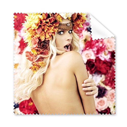 Chiffon lunettes motif fille fleurs sexy, lot de 5 essuie-écrans pour téléphone et optique